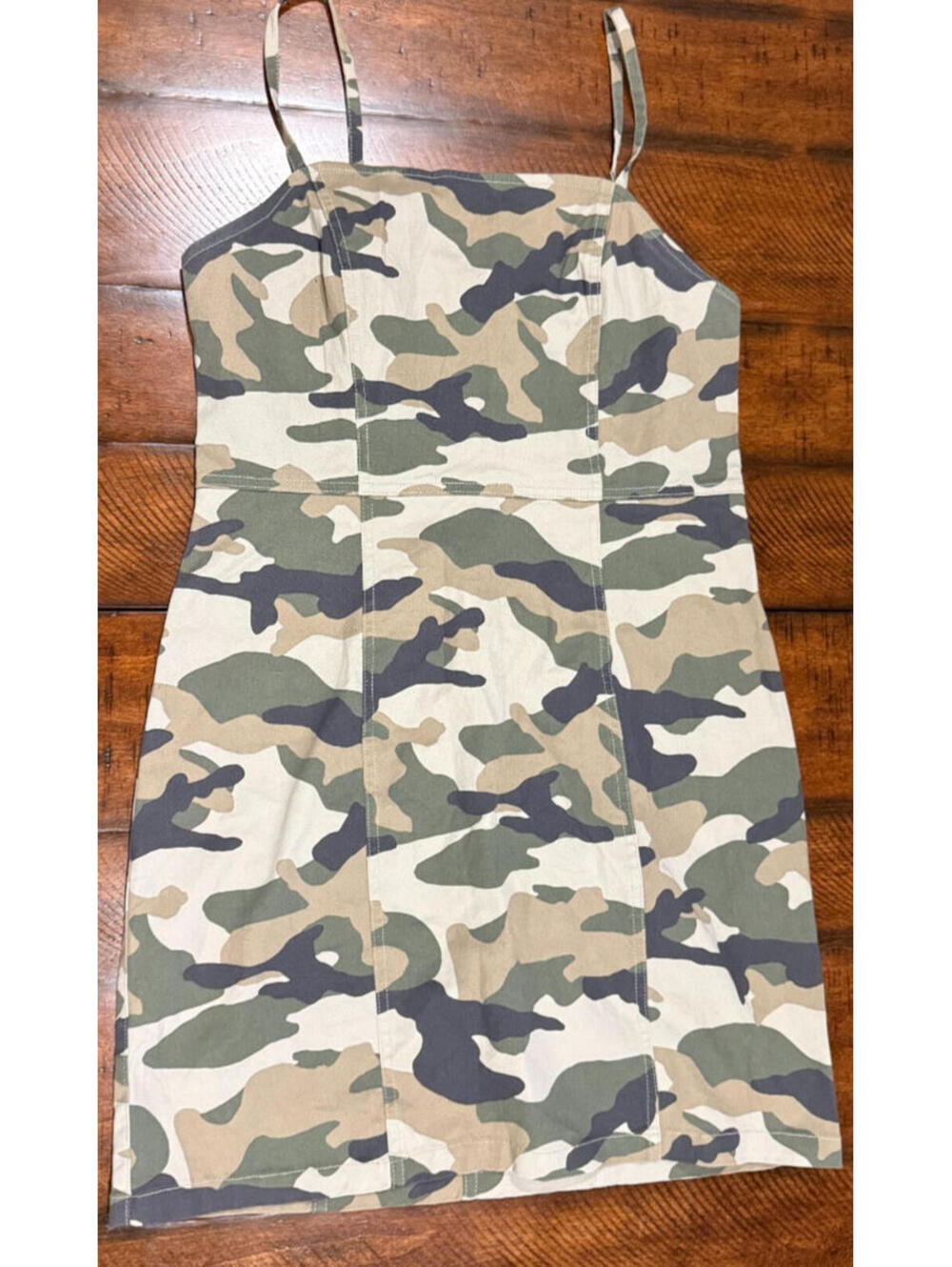 H&M Divided Camouflage Fitted Stretch  Bodycon Dress - Size Large